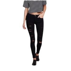 Frame Le Skinny de Jeanne Black Distressed Skinny Jeans Pants Women's Size 27